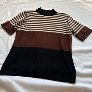 Ann Taylor Brown and Black Striped Sweater